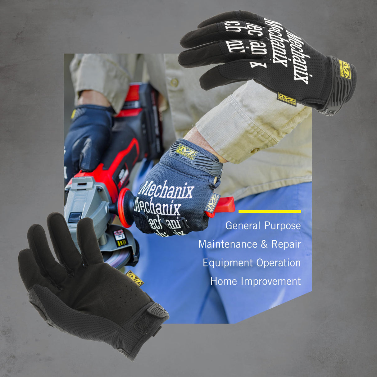 Mechanix Wear Original Work Gloves - Multi-Purpose Outdoor Work Gloves - Secure Fit - Durable & Machine Washable - Breathable & Comfortable - X-Small - Black