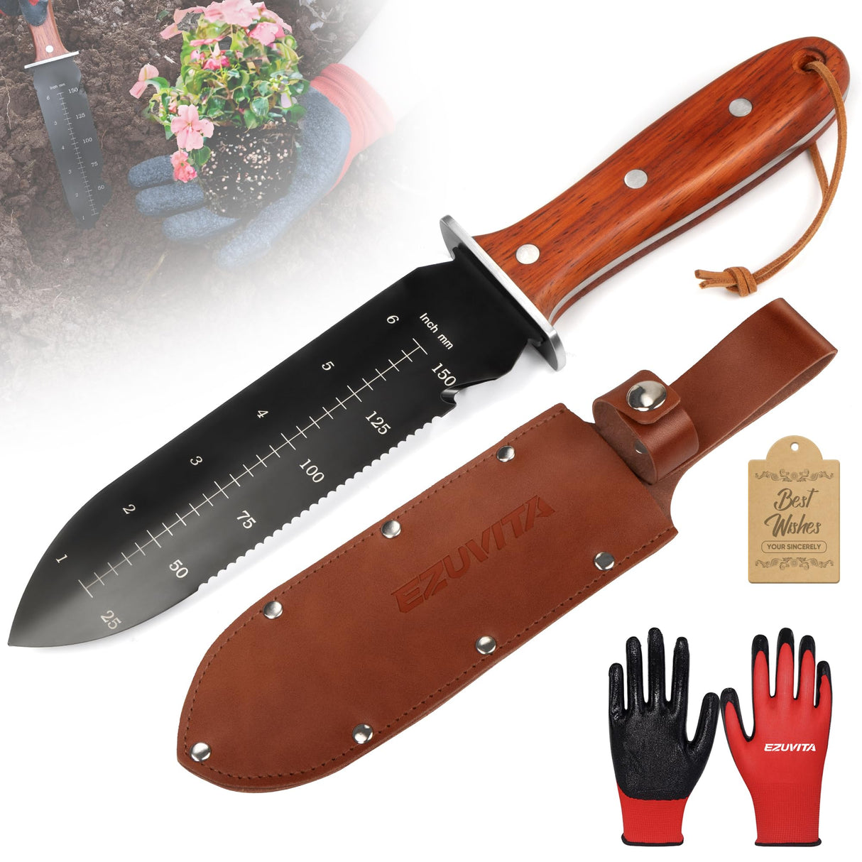 EZUVITA Hori Hori Garden Knife, Gardening Tools