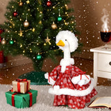 Soulchen 1 Set Christmas Snowflakes Porch Goose Outfit 23 Inch Cement Red and White Goose Dress and Hat Clothes Costume Set for Xmas Winter Holiday Garden Yard Home Decor
