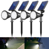 APOMAO Solar Spot Lights Outdoor, 36 LEDs 1000LM Adjustable Solar Lights Outdoor Waterproof, 2-in-1 Solar Powered Spotlights Landscape Lighting for Garden, Yard, Pathway- 4 Pack (Cool White)