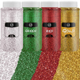 Christmas Glitter for Crafts 1 LB EA Bulk Fine Craft Glitter, 4 Count Christmas Confetti Pack Green, Red, Clear, Gold for Resin, Scrapbooking and Décor