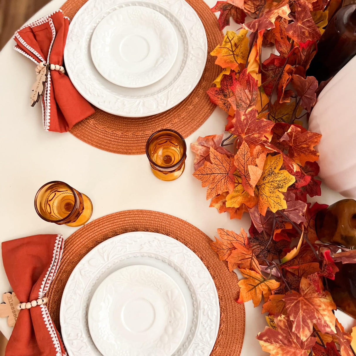 CQURE 9 Pack Fall Leaf Garland, Total 53.1Ft Artificial Fall Vines Autumn Garland Fall Maple Leaves Thanksgiving Decor for Home Wedding Fireplace Christmas