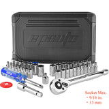 EPAuto 40 Pieces 1/4-Inch & 3/8-Inch Drive Socket Set with 72 Tooth Reversible Ratchet