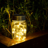 GIGALUMI Hanging Mason Jar Solar Lights, 6 Pack 30 Led Hanging Solar Lanterns Outdoor Waterproof, Hangers and Jars Included, Outdoor Decor for Balcony, Garden, Patio, Yard, Wedding