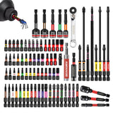 Geinxurn 82Pieces Impact Screwdriver Bits Set, Magnetic S2 Steel Phillips/Square/Torx/Hex Insert Power Bits Tips with Impact Bit Holder and Impact Nut Driver and Mini Wrench