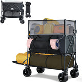 460L Folding Wagon Cart, Heavy Duty Double Decker Wagon, 600 lbs Capacity