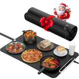 VTAR Electric Food Warming Mat with 8-Level Temp & 24H Timer | Rollable Buffet Tray Warmer for Party, Even Heating with Dual NTC, Auto Shut Off- Black