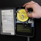 Intermatic T104 24-Hour Mechanical Timer Switch - 208–277 VAC, DPST, Indoor Metal Enclosure, Heavy-Duty, Manual Override, 40 Amp - Ideal for Lights, Pumps, Fans, and HVAC Systems