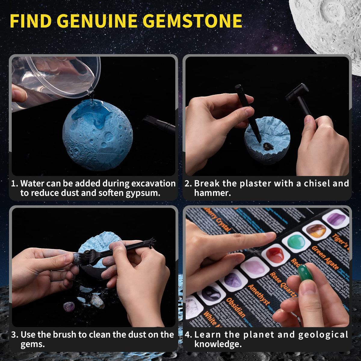 GobiDex 15 Gemstones Dig Kit, Space Science Kit for Kids Ages 6+