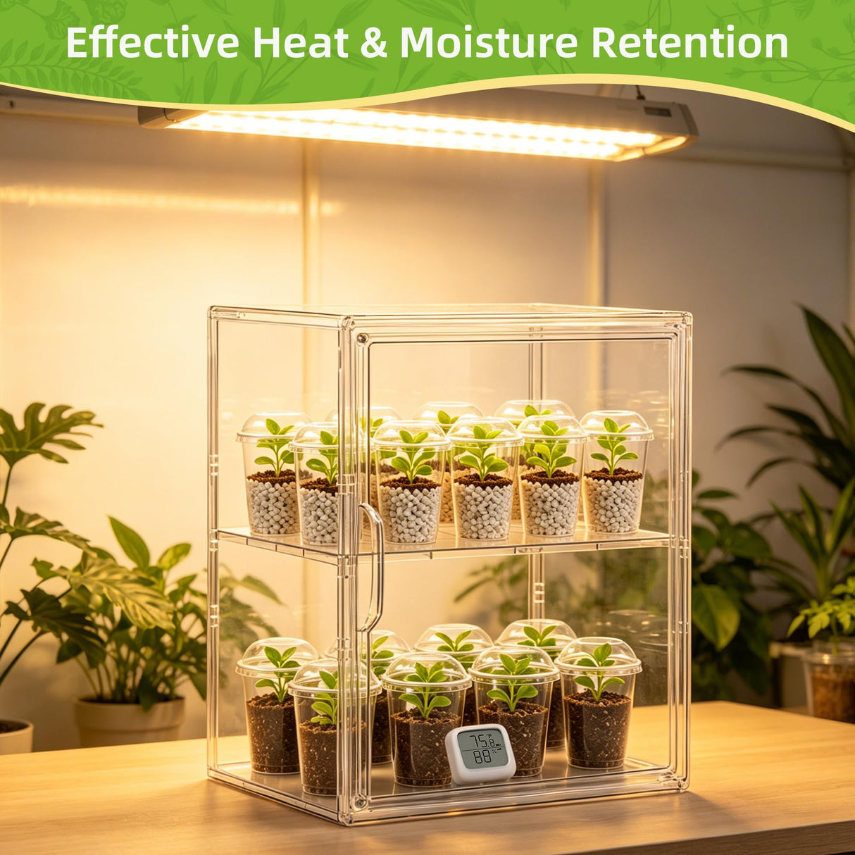 PEEKUP Mini Greenhouse Indoor with Magnetic Door, L-2tier-1pcs