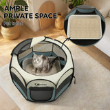 Siedihit Dog Cat Playpen, Puppy Pet Playpen Indoor for Small Dog Crate Tent Cage Outdoor, Portable Pop Up Dogs Enclosure Kennel with Carrying Case for Dogs/Cats/Rabbits(Grey, Small