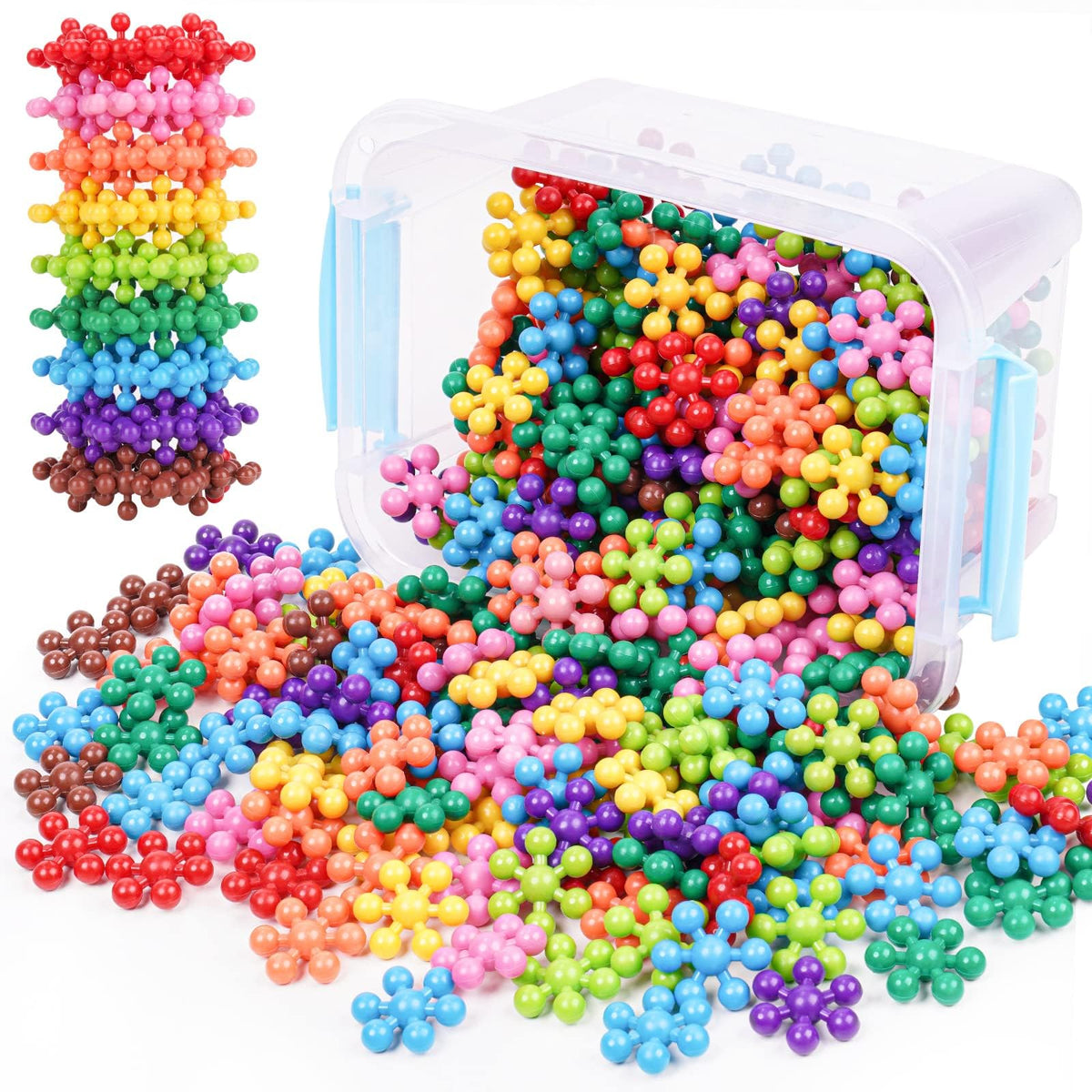 NiToy Building Blocks Educational Toy - 300PCS Snowflake Stem Construction Set for Kids 3+, Safe Non-Toxic Storage Case, Learning Gifts for Boys Girls, Multi-Color