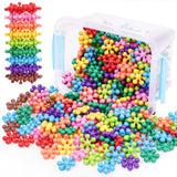 NiToy Building Blocks Educational Toy - 300PCS Snowflake Stem Construction Set for Kids 3+, Safe Non-Toxic Storage Case, Learning Gifts for Boys Girls, Multi-Color