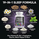 Clean Nutraceuticals Melatonin 10mg Valerian Root L Theanine 200mg Ashwagandha - Sleep Support for Women & Men with Magnesium Complex, Lemon Balm, Chamomile, & Passion Flower - 60 Caps