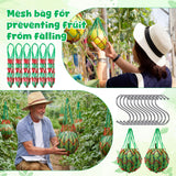 Irenare 15 Pack Melon Hammocks Cradles with S Hanging Hooks Heavy Duty Watermelon Hammock Net to Prevent Falling for Growing Cantaloupe Pumpkin Watermelon in Vertical Garden (Red,Green)