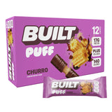 Built Bar, Puff Protein Bars, Churro Puff, 17g Protein Snacks, On-The-Go Bars, Only 140 Calories & 6g Sugar, Collagen, Gluten Free, 12 Count