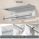 FORIOUS Double Toilet Paper Holder with Shelf, Wall Mount Tissue Roll Holder for Bathroom, 304 Stainless Steel Commercial Toilet Paper Dispensers with Phone Shelf (1, Brushed Nickel)