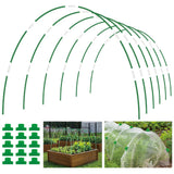 60PCS Garden Hoops for Raised Beds, 8FT Rust-Free Fiberglass Greenhouse Hoops, DIY Frame Stake to Create Grow Tunnels, Plant Support Row Covers & Garden Netting, 40Pcs Clips