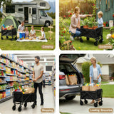 Opkkcun 80L Small Collapsible Wagon Cart Foldable Garden Cart with All Terrain Wheels, Lightweight Portable Utility Wagon for Beach, Camping, Grocery, Shopping, Outdoor Sports