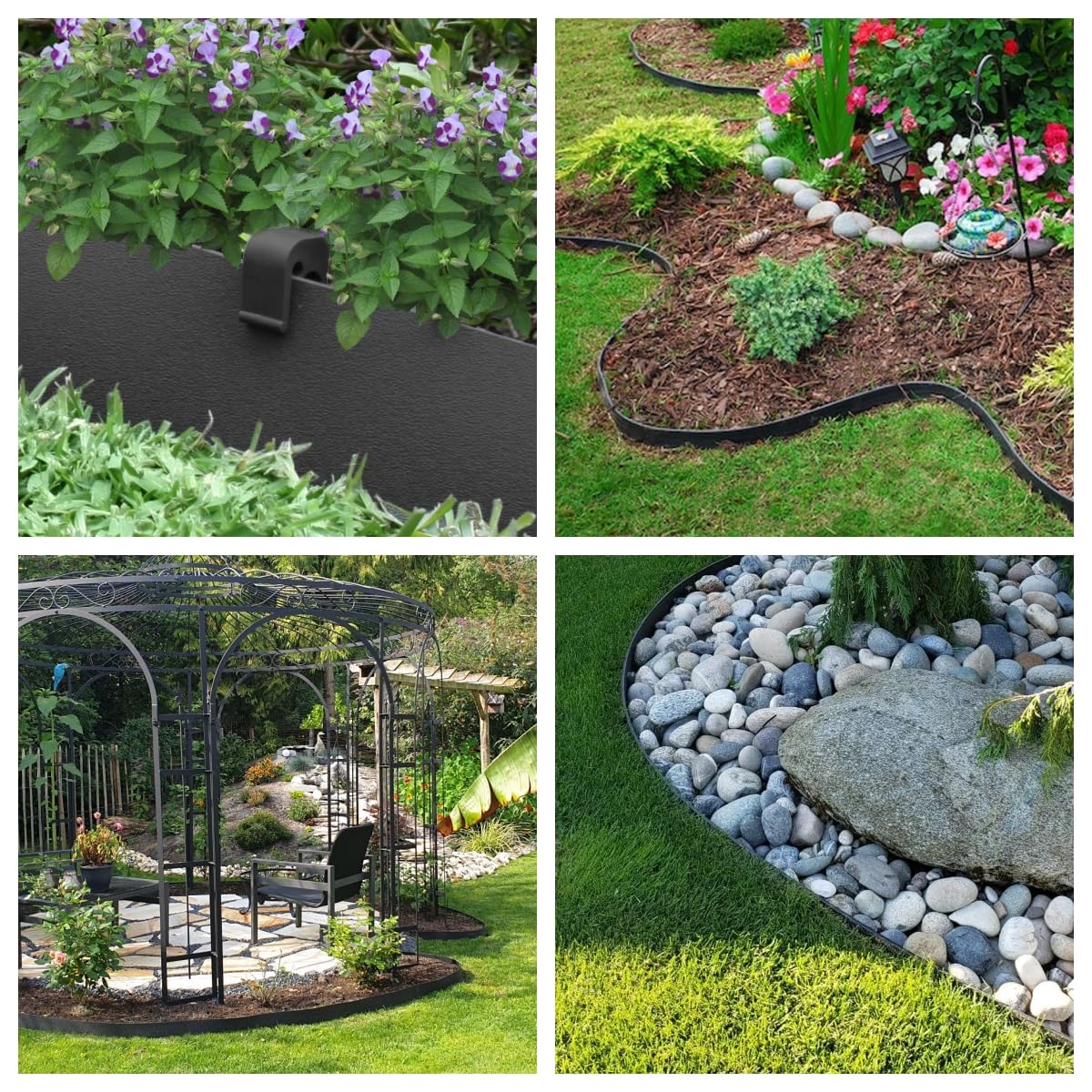 Anleolife 60ft Flexible Plastic Landscape Edging Coil with 18 Stakes