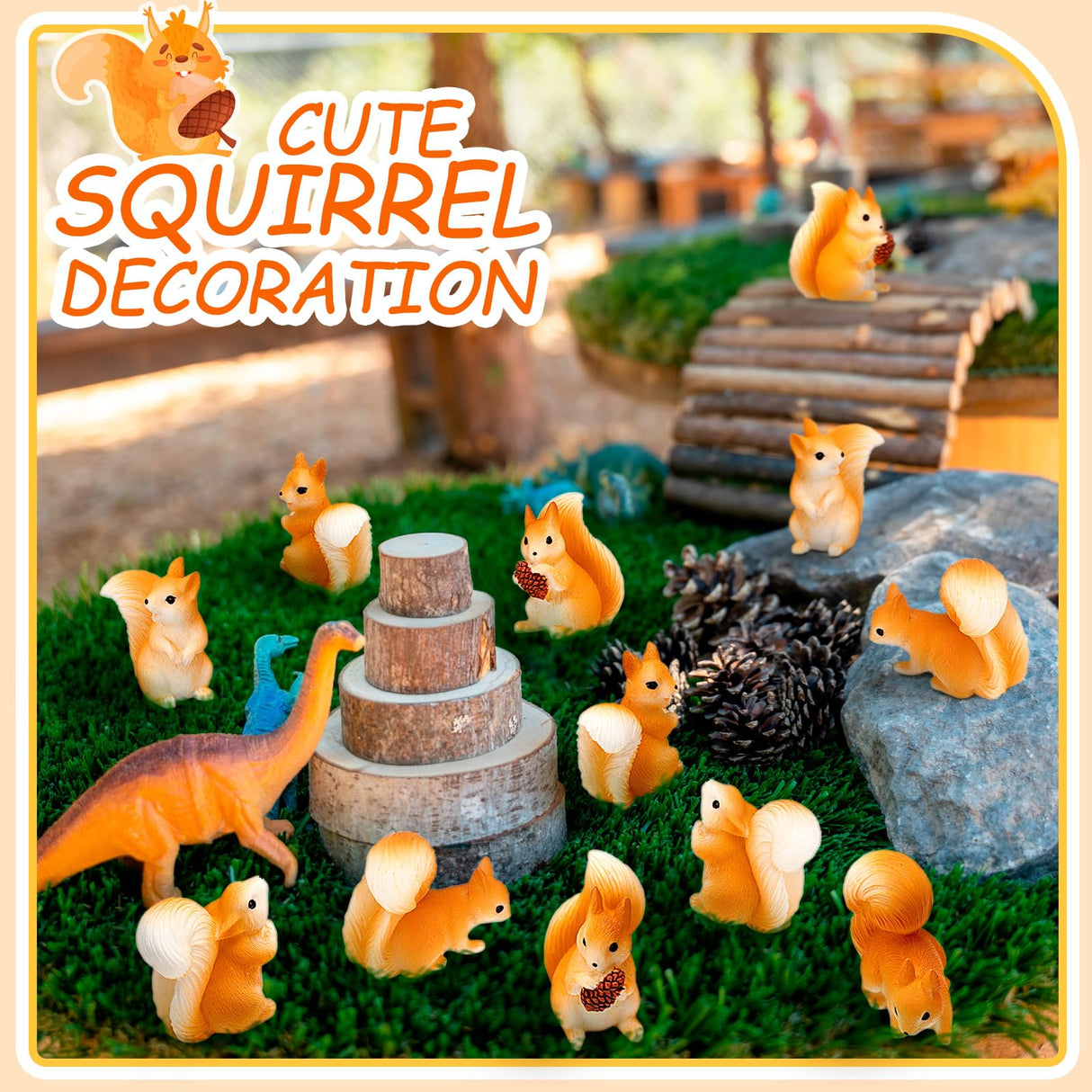 Weysat 40 Pcs Mini Resin Squirrel Miniature Small Squirrel Figures Tiny Resin Animal Decor Garden Accessories Cupcake Topper Decor for DIY Outdoor Landscape Garden Lawn Birthday Craft