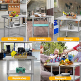 VIVOHOME 24 x 36 Inch Stainless Steel Work Table with Backsplash, Prep Commercial Table with Wheels for Restaurant, Hotel, Home and Warehouse