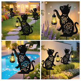 Solar Cat Hanging Lantern Outdoor, 2 Pack Black Cat Solar Lights, Cat Lover Gifts for Women Mom Grandma Birthday Mother's Day, Waterproof Garden Ornaments Decor Outside Backyard Patio Pathway