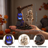 Halloween Skull Statue with Spooky LED Light for Home Indoor Decorations