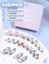 SAILIMUE Hypoallergenic Flat Back Earrings for Girls Kids Toddler Women