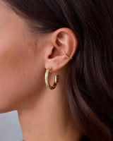 PAVOI CZ Chunky Hoop Earrings for Women, Yellow Gold, Size 30 Millimeters