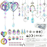 SNAIL GARDEN 202PCS Crystal Suncatcher Kit with 3D Wind Spinners,DIY Suncatcher Kits for Adults,Rainbow Window Prism Hanging Crystals,Colorful Ornament Pendant Window Charms for Garden,Car,Bedroom