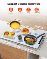 Laudlife Electric Warming Mat for Food, Roll-Up Silicone Heating Pad with 7 Adjustable Tempmaster Levels, Foldable Warming Tray for Countertop,Buffet Party, Kitchen & Home, Child Lock, Light Blue