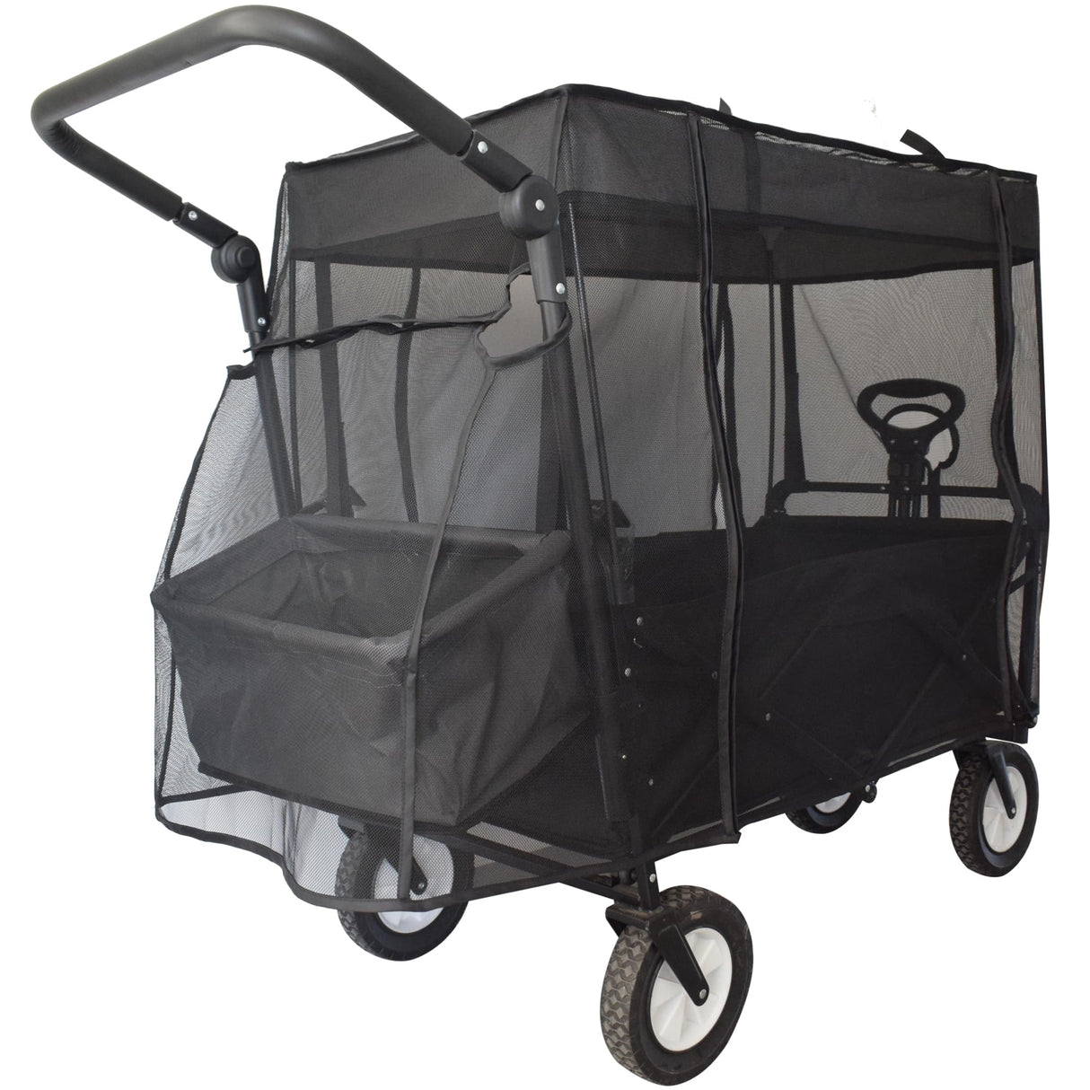 YEEDOIDO Mosquito Net for Wagon Universal, Bug Net Cover for Collapsible Beach Folding Utility Kids Grocery Push Pull Stroller Wagon Cart Accessories Attachment Foldable Sun Shade for Camping