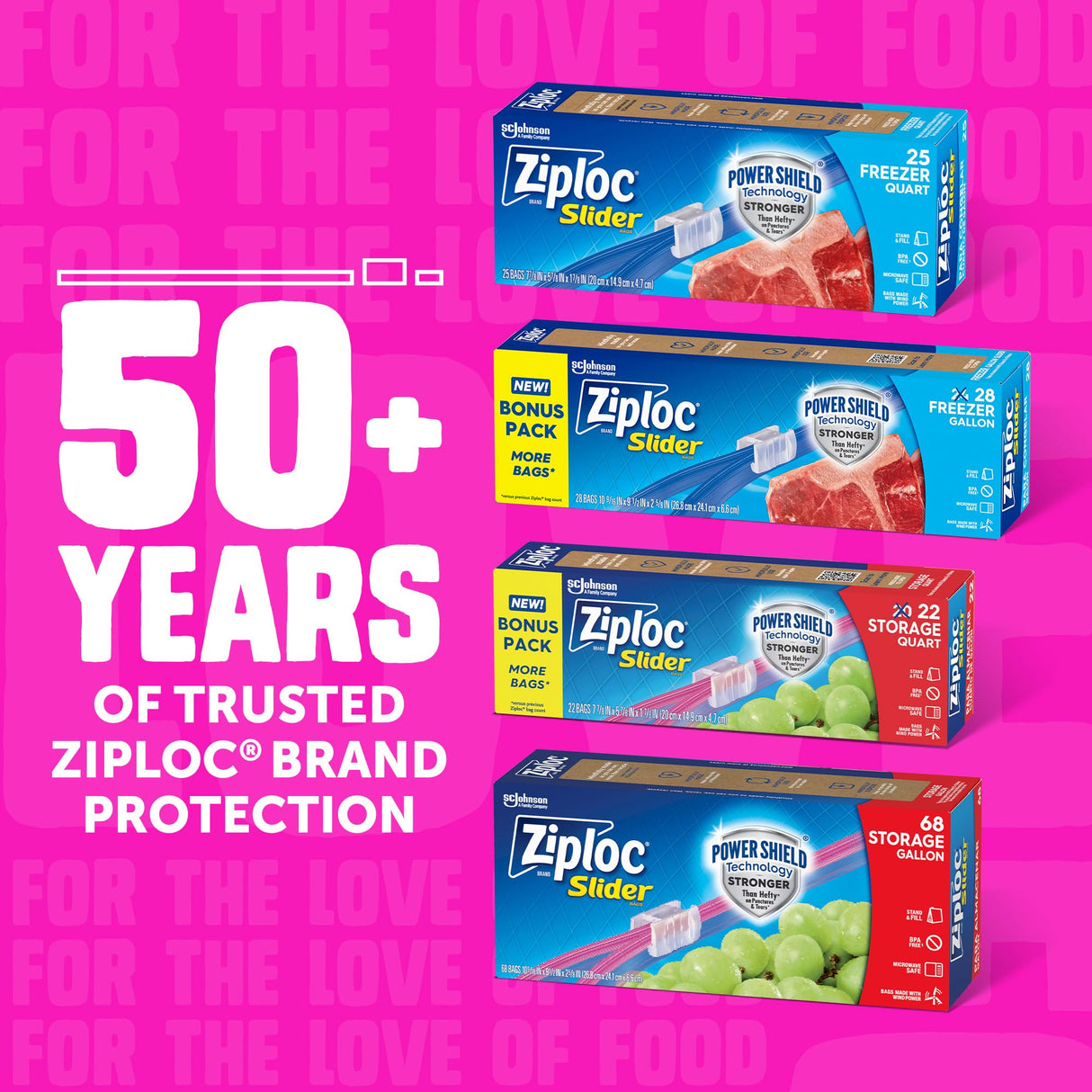 Ziploc Gallon Food Storage Slider Bags, Power Shield Technology for More Durability, 104 Bags Total