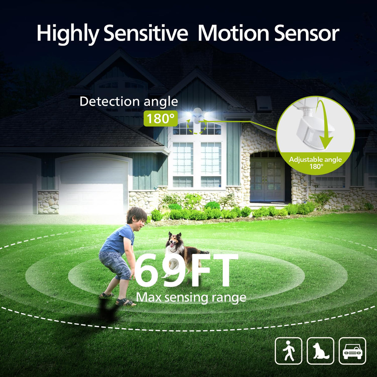Philips 44W 4200 lm LED Security Light Outdoor w/PIR Motion Sensor, 5000K Daylight Flood Light, Waterproof, Dusk to Dawn, 2 Heads, 4 Modes