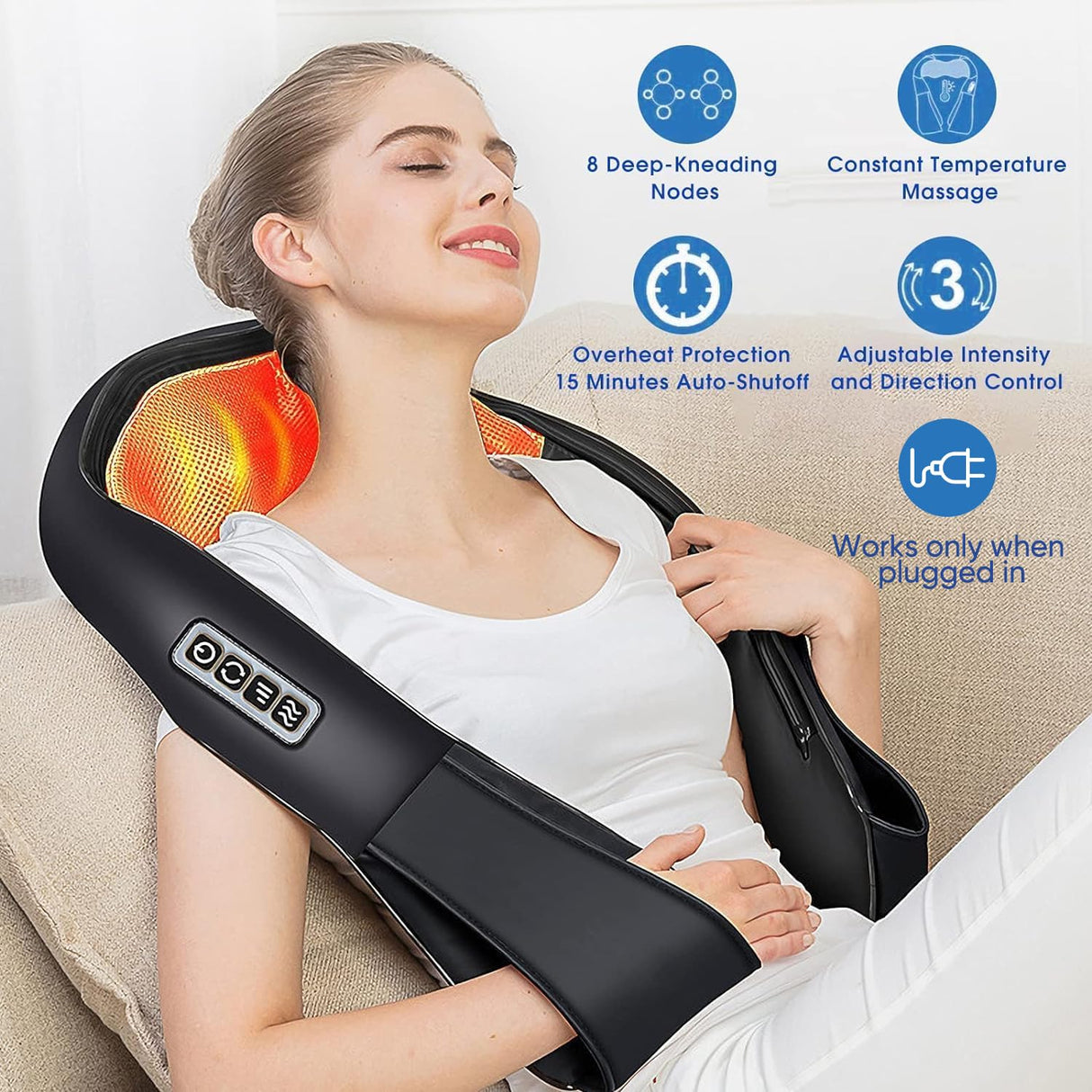 AERLANG Shiatsu Back and Neck Massager, Back Massager Deep Tissue Kneading Neck and Shoulder Massage with Heat, Electric Massage Pillow Mothers Day Gifts from Daughter Son(NOT Cordless)