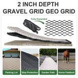 Gravel Grid 3'' Depth with Metal Stakes, 6.6x16.4 FT Geogrid for Gravel Driveway 2200 lbs per Sq FT Erosion Control Ground Grid Gravel Stabilizer Grid for Driveway, Parking Lot, Slope, Walkway, Patio