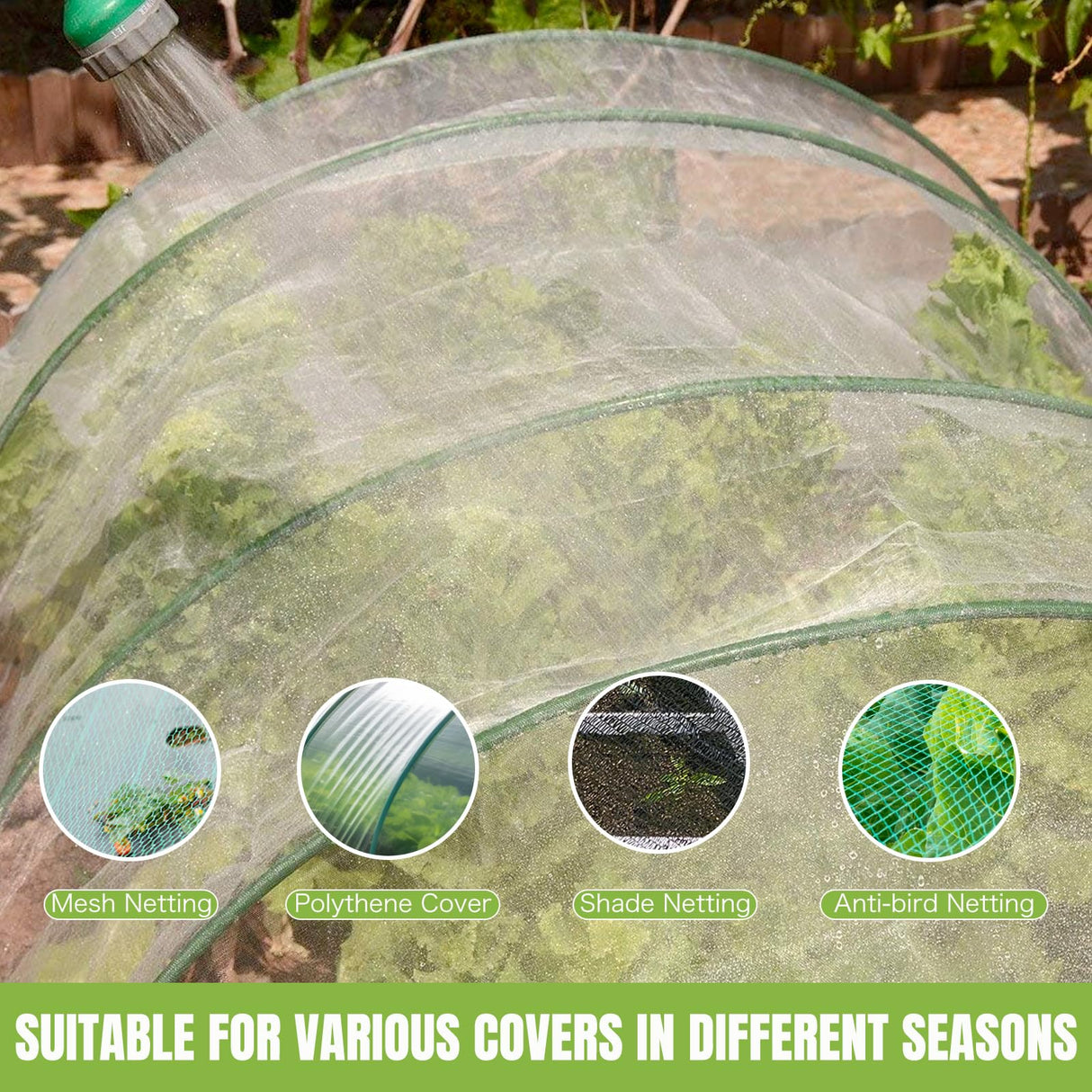 36 Pack Garden Hoops with 10x20 Ft Netting for Raised Beds, 18 Clips