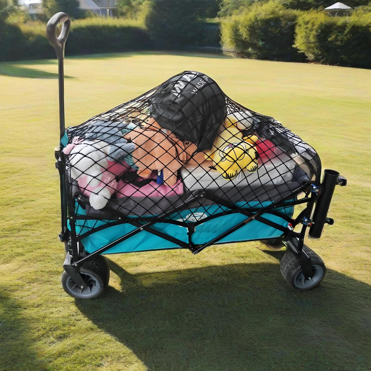 MAMIKO Cargo Net for Utility Folding Wagon, Garden Cart, Folding Trolley Cart, Beach Cart, Made of Heavy Duty Nylon Net with Storage Bag / 43.3"X27.6"to 78.7"×51.1"