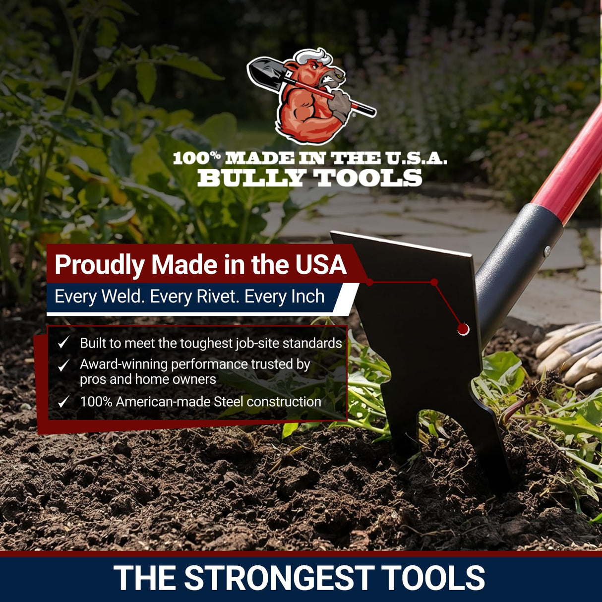 Bully Tools 12-Gauge Two-Prong Weeding Hoe, 58" Fiberglass Long Handle