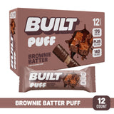 Built Bar, Puff Protein Bars, Brownie Batter Puff, 17g Protein Snacks, On-The-Go Bars, Only 140 Calories, 6g Sugar, Collagen, Gluten Free, 12 Count