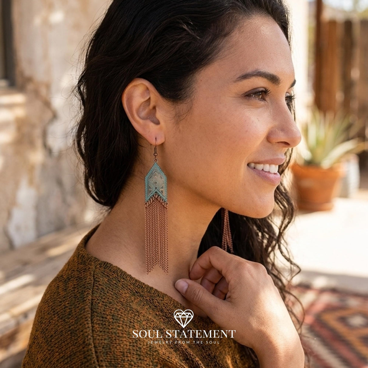 Western Jewelry for Women, Boho Dangle Chain Earrings