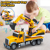 Bstoyder Kids Toys for 3 4 5 6 7 8 Years Old Boys, Large Excavator Truck Toy with Lights, Sounds, Toddler Friction Powered Truck Vehicle Toy for Boys Girls Christmas Birthday Gifts