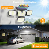 Onforu Solar Lights Outdoor 3000LM 4 Heads Motion Sensor Outdoor Lights, Remote Control, 3 Mode, Solar Security Wall Lights, IP65 Waterproof Flood Lights, Garden, Backyard, 2 Pack