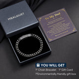 MEALGUET Black Chain Bracelets for Dad : To my Dad Stainless Steel Franco Chains Love you Forever Engraved Link Men's Bracelet to Daddy from Daughter Son, Sentimental Father's Day Birthday Gifts, M