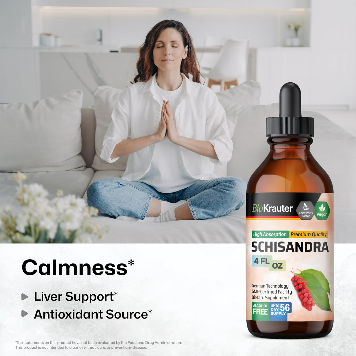 BIO KRAUTER Schisandra Berry Drops - Natural Schisandra Supplement for Mood Support - Alcohol & Sugar Free Extract - 4 Fl.Oz.