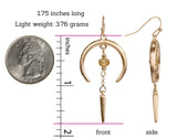 SPUNKYsoul Luna Gold Crescent Moon Earrings, Lightweight Bead Dangle Jewelry