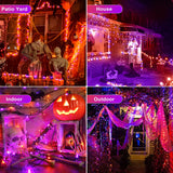 Chuya Halloween Light Decor Music Orange Purple Lights105FT 300 LED String Fairy Lights 6 Modes UL588 Waterproof Outdoor Indoor Decoration for Party Garden Christmas