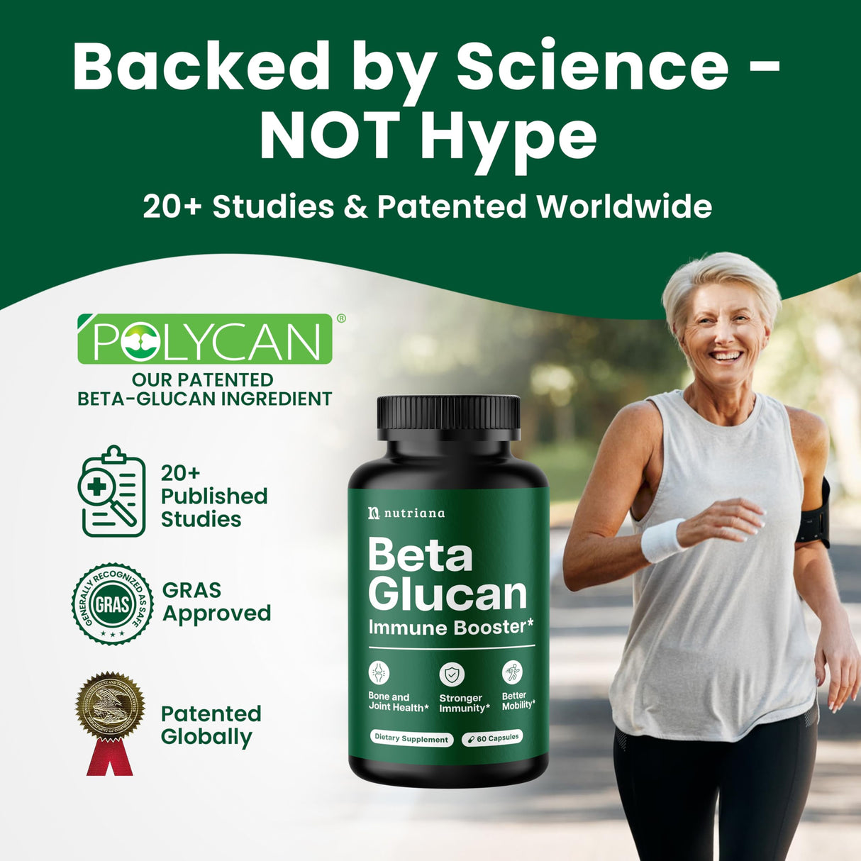 Beta Glucan Supplements 1000mg – 1,3/1,6D Beta Glucan Capsules for Immune Support – Natural Beta Glucans Fiber Supplement – 60 Veggie Capsules (60 Count, Unflavored)