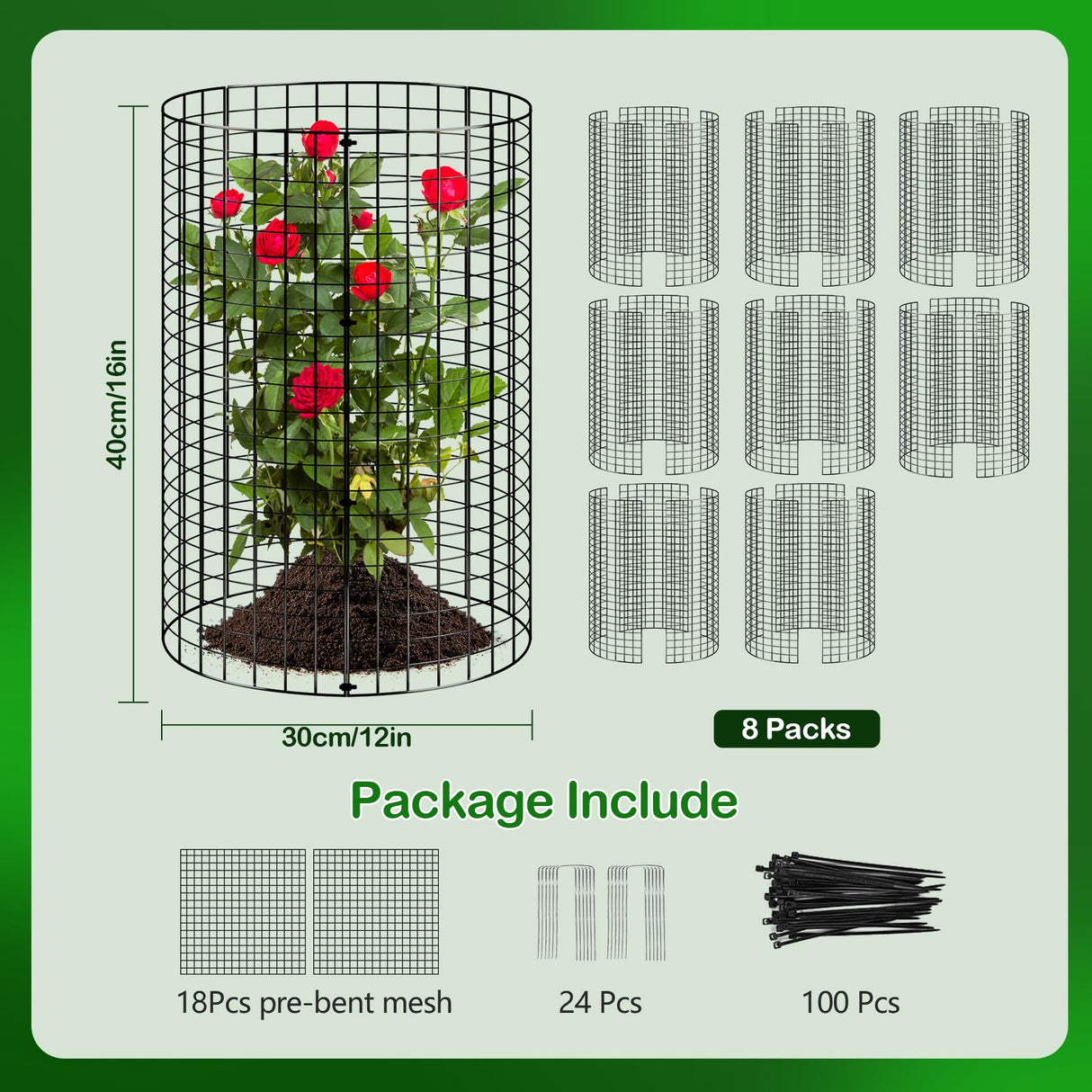 8 Pack Plant Protector from Animals, Wire Mesh Plant Cages for Garden – Sturdy Metal Plant Protectors to Keep Rabbits, Squirrels, and Animals Out – Ideal for Vegetables, Flowers, and Outdoor Plants